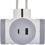 Emos P0076PD, rozbočovacia zásuvka 2×, 1×USB-A+1×USB-C, bielo-sivá