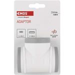 Emos P0076PD, rozbočovacia zásuvka 2x, 1xUSB-A+1xUSB-C, bielo-sivá