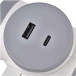 Emos P0076PD, rozbočovacia zásuvka 2x, 1xUSB-A+1xUSB-C, bielo-sivá