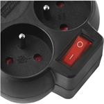 Emos P0078, rozbočovacia zásuvka s vypínačom 2×230V, USB-A+USB-C, čierna