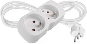 Emos P02114, predlžovací kábel 1,4 m, 2 zásuvka, biely, PVC, 1 mm2