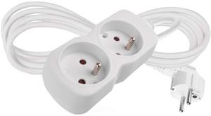 Emos P0212, predlžovací kábel 2 m, 2 zásuvka, biely, PVC, 1 mm2