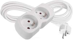 Emos P0213, predlžovací kábel 3 m, 2 zásuvka, biely, PVC, 1 mm2