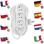 Emos P0310, predlžovací kábel 10m, 3 zásuvky, PVC, biely