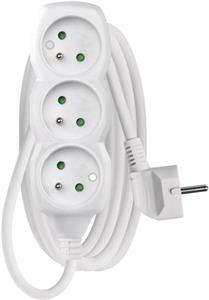 Emos P0312, predlžovací kábel 2m, 3 zásuvky, PVC, biely