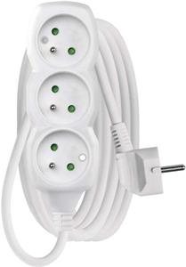 Emos P0313, predlžovací kábel 3m, 3 zásuvky, PVC, biely