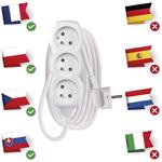 Emos P0313R, predlžovací kábel 3m, 3 zásuvky, PVC, biely, 1,5 mm2