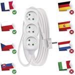 Emos P0315R, predlžovací kábel 5m, 3 zásuvky, PVC, biely, 1,5 mm2