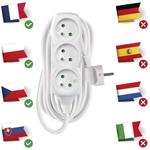 Emos P0317, predlžovací kábel 7m, 3 zásuvky, PVC, biely