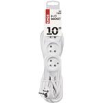 Emos P0410, predlžovací kábel 10m, 4 zásuvky, PVC, biely