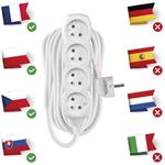 Emos P0410, predlžovací kábel 10m, 4 zásuvky, PVC, biely