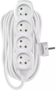Emos P0410R, predlžovací kábel, 4 zásuvky, 10m, PVC, biely, 1,5 mm2