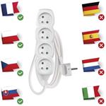 Emos P0411, predlžovací kábel, 4 zásuvky, 1,5m, PVC, biely