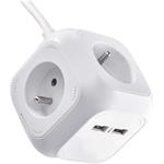 Emos P04119U, rozbočovacia kocka s predlžovacím prívodom 1,9m, 4 zásuvky + 2× USB, PVC, biely