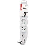Emos P0413, predlžovací kábel 3m, 4 zásuvky, PVC, biely