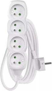 Emos P0413R, predlžovací kábel 3m, 4 zásuvky, PVC, biely, 1,5 mm2