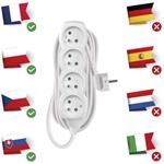 Emos P0415R, predlžovací kábel 5m, 4 zásuvky, PVC, biely, 1,5 mm2