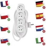 Emos P0417, predlžovací kábel 7m, 4 zásuvky, PVC, biely