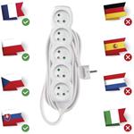 Emos P0510, predlžovací kábel 10m, 5 zásuviek, PVC, biely