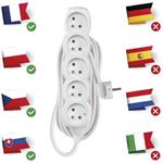 Emos P0510R, predlžovací kábel 10m, 5 zásuviek, PVC, biely, 1,5mm2