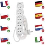 Emos P0513, predlžovací kábel 3m, 5 zásuviek, PVC, biely