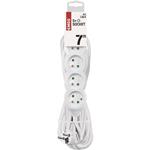 Emos P0517, predlžovací kábel 7m, 5 zásuviek, PVC, biely