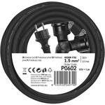 Emos P0602, predlžovací kábel vonkajší gumový – 2 zásuvky, 15m, 3× 1,5mm2, IP44