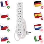 Emos P0612, predlžovací kábel 2m, 6 zásuviek, PVC, biely