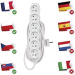 Emos P0615, predlžovací kábel 5m, 6 zásuviek, PVC, biely