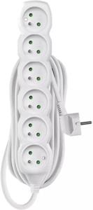 Emos P0615R, predlžovací kábel 5 m, 6 zásuviek, PVC, biely, 1,5 mm2