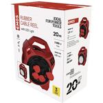 Emos P08420, vonkajší predlžovací kábel na bubne, 20 m, 4 zásuvky, guma, 230 V, 1,5 mm2, s reflektorom LED