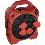 Emos P08420, vonkajší predlžovací kábel na bubne, 20 m, 4 zásuvky, guma, 230 V, 1,5 mm2, s reflektorom LED