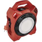 Emos P08420, vonkajší predlžovací kábel na bubne, 20 m, 4 zásuvky, guma, 230 V, 1,5 mm2, s reflektorom LED