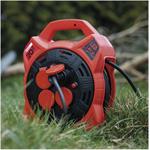 Emos P08420, vonkajší predlžovací kábel na bubne, 20 m, 4 zásuvky, guma, 230 V, 1,5 mm2, s reflektorom LED