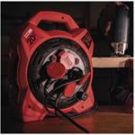 Emos P08420, vonkajší predlžovací kábel na bubne, 20 m, 4 zásuvky, guma, 230 V, 1,5 mm2, s reflektorom LED