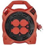 Emos P08420, vonkajší predlžovací kábel na bubne, 20 m, 4 zásuvky, guma, 230 V, 1,5 mm2, s reflektorom LED