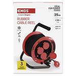 Emos P084256, vonkajší predlžovací kábel na bubne 25 m, 4 zásuvky, guma, 230 V, 1,0 mm2, IP44