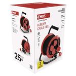 Emos P084256, vonkajší predlžovací kábel na bubne 25 m, 4 zásuvky, guma, 230 V, 1,0 mm2, IP44