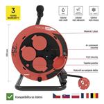 Emos P084256, vonkajší predlžovací kábel na bubne 25 m, 4 zásuvky, guma, 230 V, 1,0 mm2, IP44