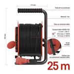 Emos P084256, vonkajší predlžovací kábel na bubne 25 m, 4 zásuvky, guma, 230 V, 1,0 mm2, IP44