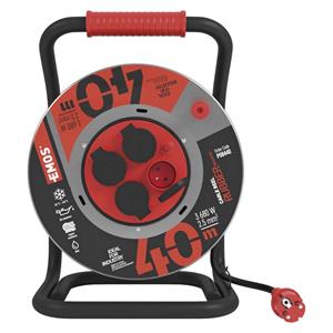 Emos P08440, vonkajší predlžovací kábel na bubne 40 m, 4 zásuvky, čierny, guma-neoprén, 230V, 2,5 mm2