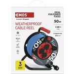 Emos P08550W weatherproof, predlžovací kábel na bubne 50 m, 4 zásuvky, modrý, PVC, 230 V, 1,5 mm2