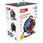 Emos P08550W weatherproof, predlžovací kábel na bubne 50 m, 4 zásuvky, modrý, PVC, 230 V, 1,5 mm2