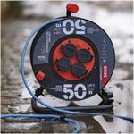 Emos P08550W weatherproof, predlžovací kábel na bubne 50 m, 4 zásuvky, modrý, PVC, 230 V, 1,5 mm2