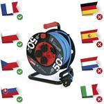 Emos P08550W weatherproof, predlžovací kábel na bubne 50 m, 4 zásuvky, modrý, PVC, 230 V, 1,5 mm2