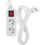 Emos P12114, predlžovací kábel 1,4 m, 2 zásuvky, s vypínačom, biely, PVC, 1 mm2