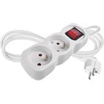 Emos P12114, predlžovací kábel 1,4 m, 2 zásuvky, s vypínačom, biely, PVC, 1 mm2