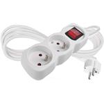 Emos P1212, predlžovací kábel 2 m, 2 zásuvky, s vypínačom, biely, PVC, 1 mm2