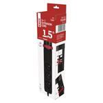 Emos P1311PD, predlžovací kábel 1,5 m, 3 zásuvky, vypínač, stolný držiak, USB, čierny, PVC, 1,5 mm2