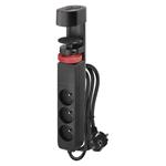 Emos P1311PD, predlžovací kábel 1,5 m, 3 zásuvky, vypínač, stolný držiak, USB, čierny, PVC, 1,5 mm2